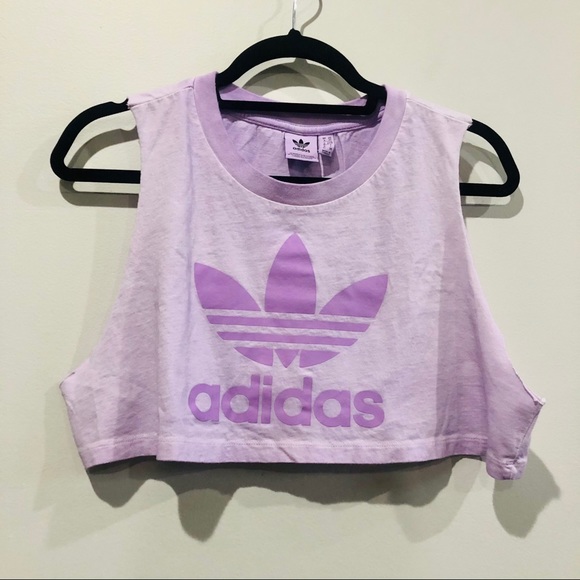 adidas Tops - Adidas cutoff crop top vintage purple XS